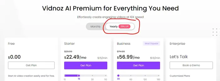 vidnoz ai premium pricing